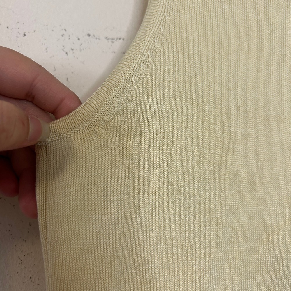 Tahari Arthur S. Levine Butter Yellow Silk Cotton Blend Knit Tank Top Size 6 - Picture 8 of 9